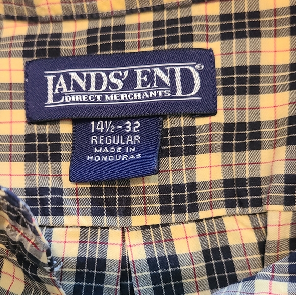 (994)Land's End Men's Long Sleeve Dress Shirt, Size: Small Color: Black & Yellow - Picture 5 of 11